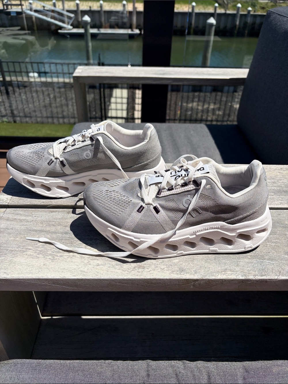 On Cloudsurfer Cloud eclipse Style Lightweight Running Sneakers - grey and White